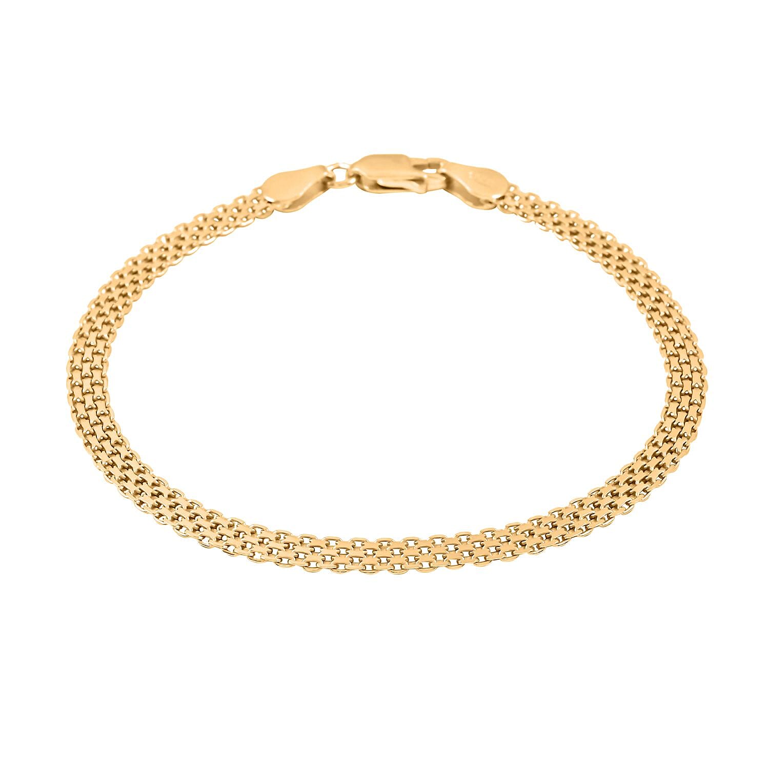 Bismark Chain Bracelet in 14K Yellow Gold Over Sterling Silver (7.50 In) 3.70 Grams
