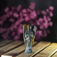 Hand Carved Rose Quartz Gemstone Angel - Pink