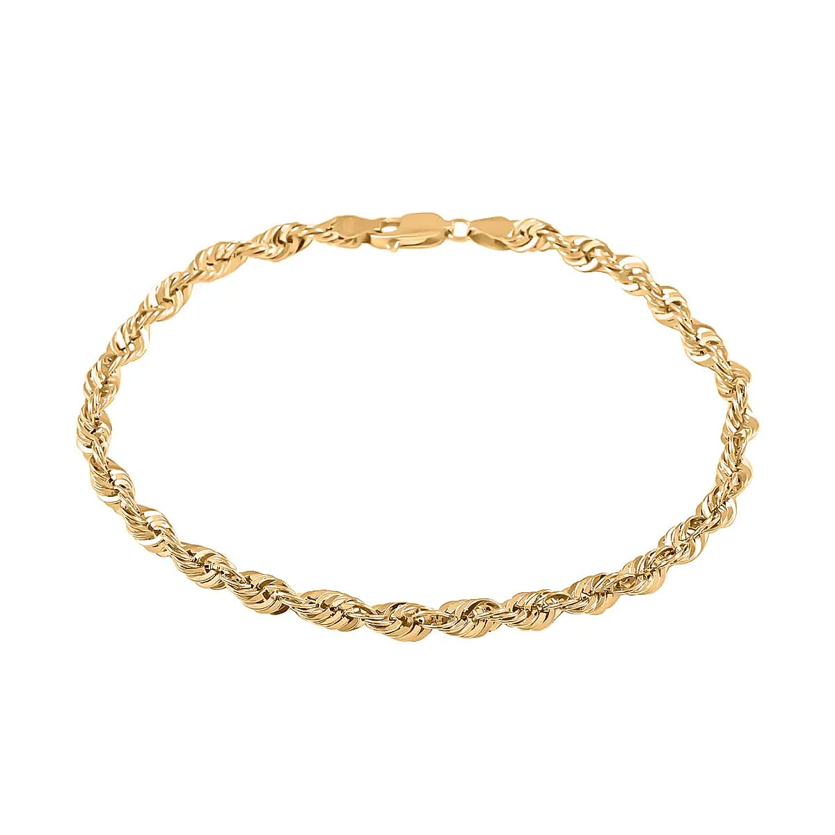 10K Yellow Gold 1.9mm Rope Chain Bracelet (8.00 In) (0.80 g)