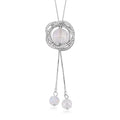 Austrian Crystal and White Aurora Borealis Glass Necklace in Silvertone 18-36 Inches - Sticky add to cart bar