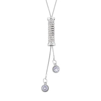 Austrian Crystal Lariat Pendant Necklace 18-36 Inches in Silvertone