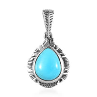 Artisan Crafted Sleeping Beauty Turquoise Solitaire Pendant in Sterling Silver 2.25 ctw