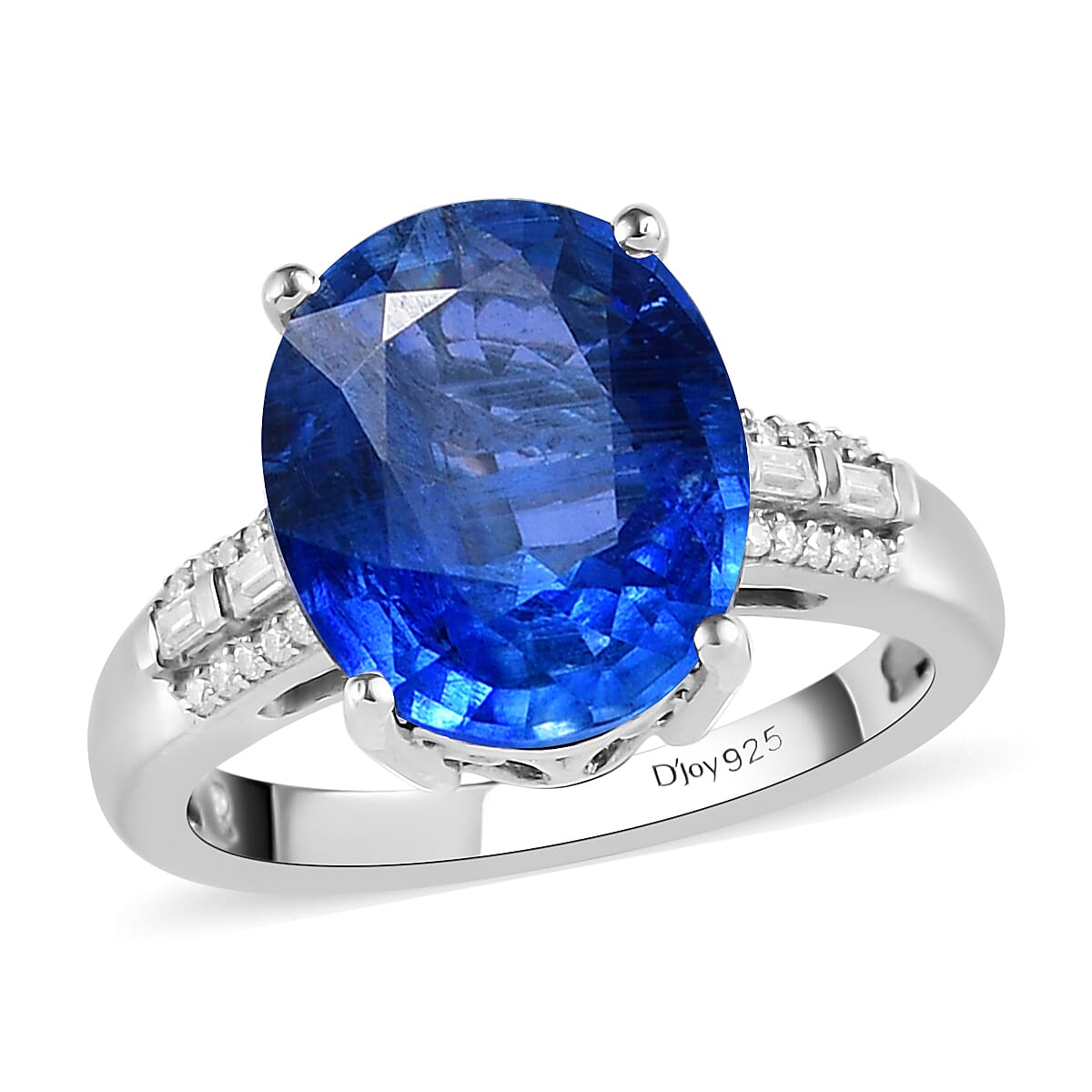 Kashmir Kyanite and Moissanite Ring in Platinum Over Sterling Silver 6.65 ctw