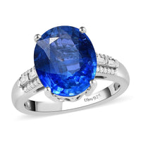 Kashmir Kyanite and Moissanite Ring in Platinum Over Sterling Silver 6.65 ctw