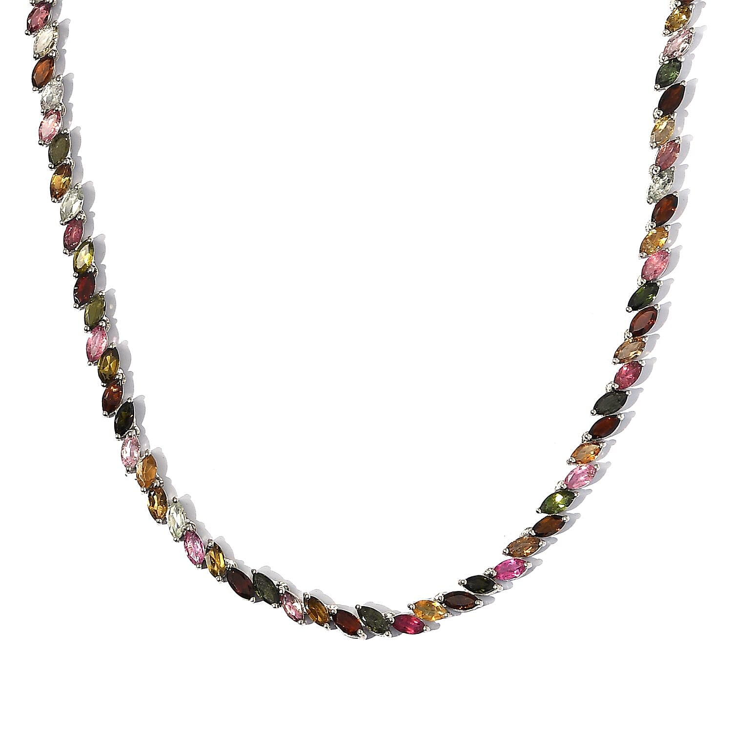 TLV Multi-Tourmaline Necklace (18 Inches) in Platinum Over Sterling Silver (24.50 g) 25.30 ctw