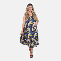 TAMSY Blue Bird A-Line Midi Dress - One Size Fits Most (48.8"x49.2")