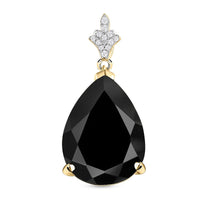 Black Tourmaline and White Zircon Pendant in 14K YG Over Sterling Silver 16.63 ctw