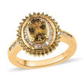 Natural Golden Tanzanite, Yellow and White Diamond Ring in Vermeil YG Over Sterling Silver 1.20 ctw - Sticky add to cart bar