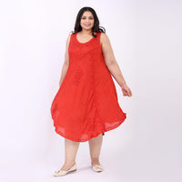 TAMSY Red Sequin Floral Embroidery Dress - One Size Missy