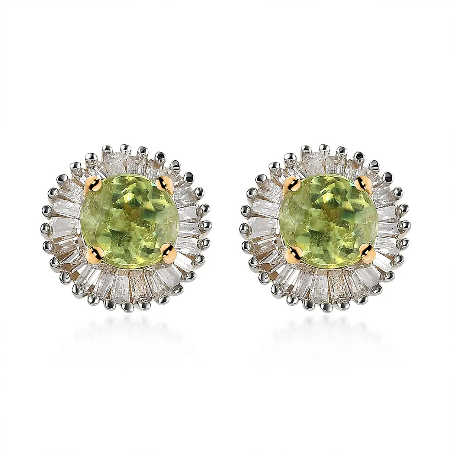 Luxoro 10K Yellow Gold AAA Sava Sphene, Diamond (G-H, I3) (0.33 cts) Earrings 1.85 ctw