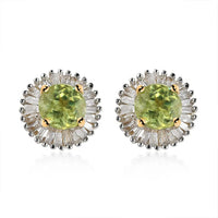 Luxoro 10K Yellow Gold AAA Sava Sphene, Diamond (G-H, I3) (0.33 cts) Earrings 1.85 ctw