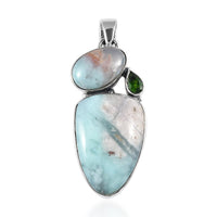 Natural Zimbaprase and Chrome Diopside Fancy Pendant in Sterling Silver 33.75 ctw