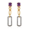 Amethyst and White Zircon Dangling Earrings in Vermeil Yellow Gold Over Sterling Silver 1.40 ctw - Sticky add to cart bar