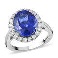 Doorbuster Red Carpet Collection Certified & Appraised RHAPSODY 950 Platinum AAAA Tanzanite and E-F VS Diamond Halo Ring 8 Grams 6.40 ctw - Sticky add to cart bar