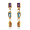 Multi Gemstone Dangling Earrings in Vermeil Yellow Gold Over Sterling Silver 1.90 ctw - Sticky add to cart bar