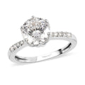 120 Facet Moissanite Ring in Platinum Over Sterling Silver (Size 10.0) 2.00 ctw - Sticky add to cart bar