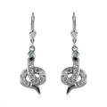Brazilian Emerald and White Zircon Snake Earrings in Platinum Over Sterling Silver 1.70 ctw - Sticky add to cart bar