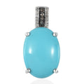 Sleeping Beauty Turquoise, Natural Champagne and White Diamond Pendant without Chain in Platinum Over Sterling Silver 9.30 ctw - Sticky add to cart bar