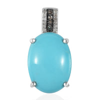 Sleeping Beauty Turquoise, Natural Champagne and White Diamond Pendant without Chain in Platinum Over Sterling Silver 9.30 ctw