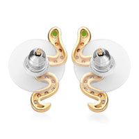 Chrome Diopside and White Zircon Snake Earrings in Vermeil Yellow Gold Over Sterling Silver 0.70 ctw
