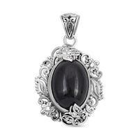 Black Star Diopside Pendant in Sterling Silver 23.62 ctw