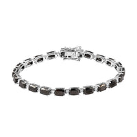 Elite Shungite and Natural White Zircon Link Bracelet in Platinum Over Sterling Silver (6.50 In) 10.40 Grams 8.35 ctw