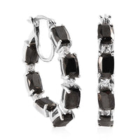 Elite Shungite and Natural White Zircon Inside Out Hoop Earrings in Platinum Over Sterling Silver 5.25 ctw