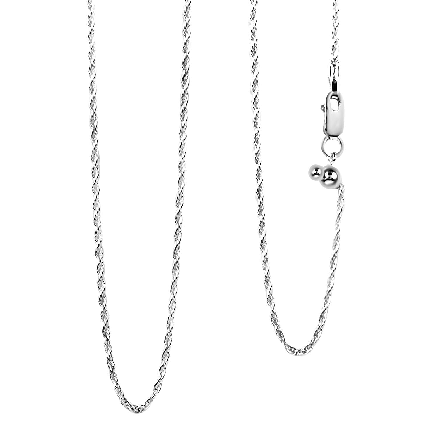 Sterling Silver 0.97mm Rope Chain with Heart Bolo Extender 24 Inches 3.10 Grams