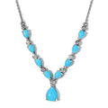 Sleeping Beauty Turquoise and Moissanite Necklace 18 Inches in Platinum Over Sterling Silver 5.60 ctw - Sticky add to cart bar