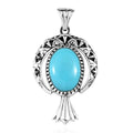 Artisan Crafted Sleeping Beauty Turquoise Feather Pendant in Sterling Silver 5.15 ctw - Sticky add to cart bar