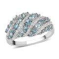 Madagascar Paraiba Apatite and Natural White Zircon Ring in Platinum Over Sterling Silver (Size 10.0) 2.10 ctw - Sticky add to cart bar