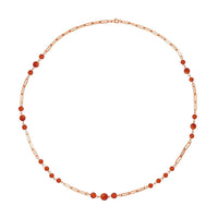 Lapis Lazuli Beaded Station and Paper Clip Chain Necklace (30 Inches) in Stainless Steel 50.00 ctw