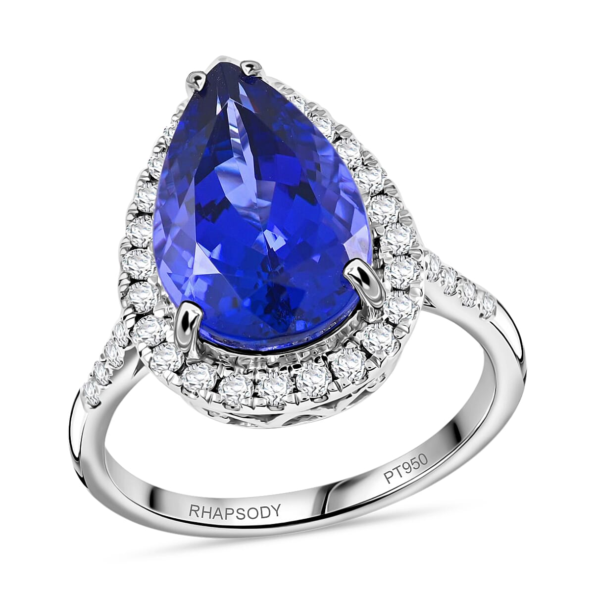 Doorbuster Certified & Appraised RHAPSODY 950 Platinum AAAA Tanzanite and E-F VS Diamond Halo Ring 6 Grams 6.25 ctw