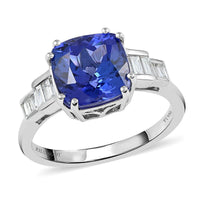 Doorbuster Certified & Appraised RHAPSODY 950 Platinum AAAA Tanzanite and E-F VS Diamond Ring 5.75 Grams 4.50 ctw