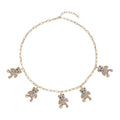 Multi Color Austrian Crystal Teddy Bear Charms Necklace 20-22 Inches in Goldtone - Sticky add to cart bar