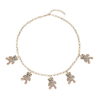 Multi Color Austrian Crystal Teddy Bear Charms Necklace 20-22 Inches in Goldtone