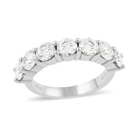 Brilliant Cut Moissanite 7 Stone Ring in Platinum Over Sterling Silver (Size 7.0) (Delivery in 10-12 Business Days) 2.10 ctw
