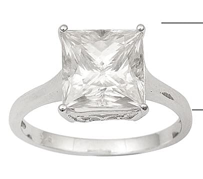 Princess Cut Moissanite (Sqr 9mm) Solitaire Ring in Platinum Over Sterling Silver (Size 7.0) (Delivery in 10-12 Business Days) 5.00 ctw