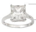 Princess Cut Moissanite (Sqr 9mm) Solitaire Ring in Platinum Over Sterling Silver (Size 7.0) (Delivery in 10-12 Business Days) 5.00 ctw - Sticky add to cart bar