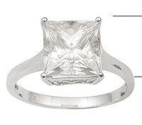 Princess Cut Moissanite (Sqr 9mm) Solitaire Ring in Platinum Over Sterling Silver (Size 7.0) (Delivery in 10-12 Business Days) 5.00 ctw