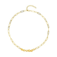 White Freshwater Pearl 7-9mm Paper Clip Chain Necklace 18-20Inches in Silvertone