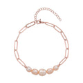 White Freshwater Pearl Paper Clip Chain Bracelet in Silvertone (8-10In) - Sticky add to cart bar