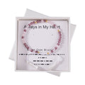 Light and Dark Pink Glass Beaded Bolo Always in My Heart Morse Code Bracelet in Natural Cotton Cord and 14K YG Over Sterling Silver (Adjustable) - Sticky add to cart bar