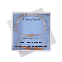White and Brown Glass Beaded Bolo A New Chapter Morse Code Bracelet in Natural Cotton Cord and 14K YG Over Sterling Silver (Adjustable)