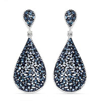 Blue Diamond and White Diamond 0.99 ctw Earrings in Platinum Over Sterling Silver (6.42 g)