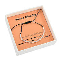Black Cord Beaded Bracelet in Rhodium Over Sterling Silver (Adjustable)