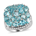 Madagascar Paraiba Apatite and Natural White Zircon Ring in Platinum Over Sterling Silver (Size 10.0) 6.80 ctw - Sticky add to cart bar
