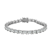 Emerald Cut Moissanite Tennis Bracelet in Vermeil Yellow Gold Over Sterling Silver (6.50 In) 11.90 Grams 15.50 ctw