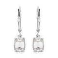 Emerald Cut Moissanite Lever Back Earrings in Platinum Over Sterling Silver 2.10 ctw - Sticky add to cart bar