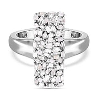 Diamond 0.51 ctw Cluster Ring in Platinum Over Sterling Silver (Size 8)